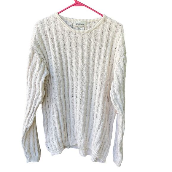 London Fog size L 100% cotton cable knit sweater. - Picture 2 of 9